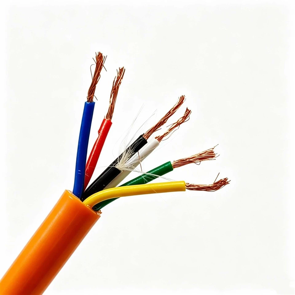 Durable 6*1.0mm² Waterproof Cable PE Insulation Orange PUR Jacket Bare Copper Watertight Structure For Hydraulic Engineering factory